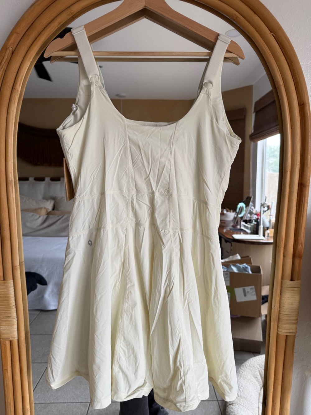 POPFLEX Cream Scoop Neck Fit-and-Flare Dress - Picture 8 of 9